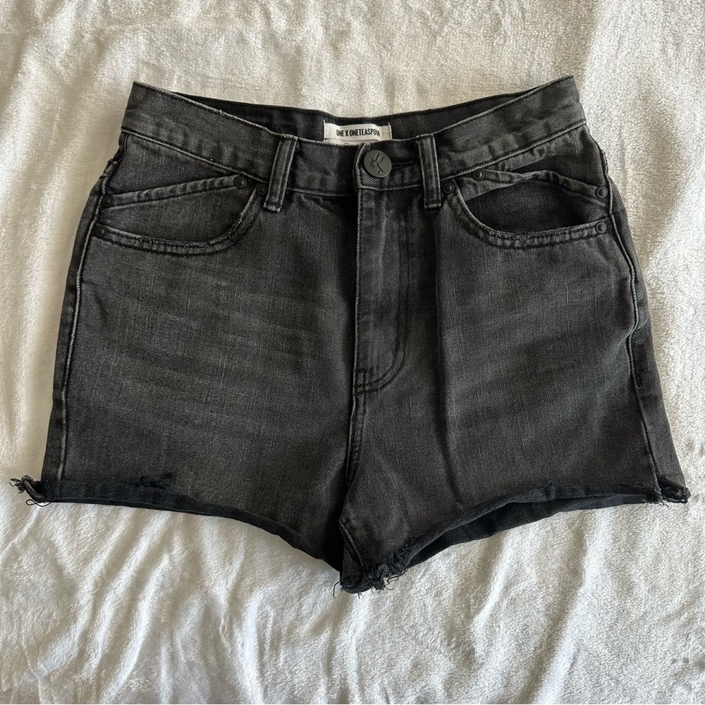 One Teaspoon Black Denim Shorts